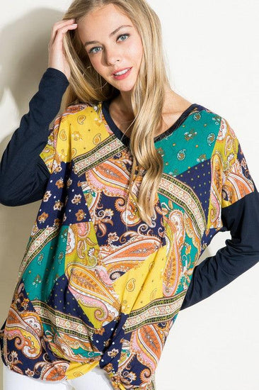 PLUS PAISLEY MIXED BOXY TOP - Rebel K Collective