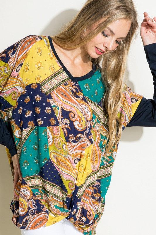 PLUS PAISLEY MIXED BOXY TOP - Rebel K Collective