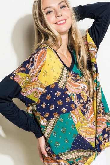 PLUS PAISLEY MIXED BOXY TOP - Rebel K Collective