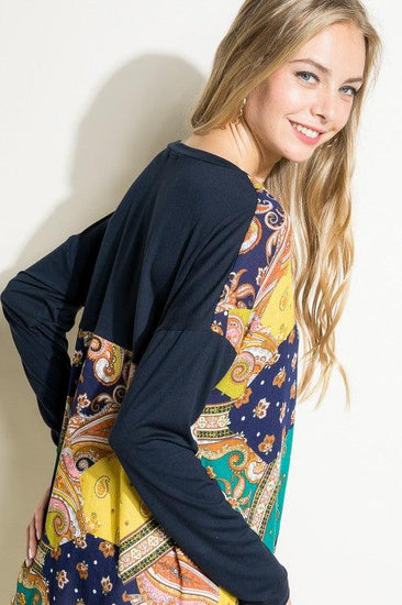 PLUS PAISLEY MIXED BOXY TOP - Rebel K Collective