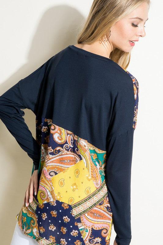 PLUS PAISLEY MIXED BOXY TOP - Rebel K Collective