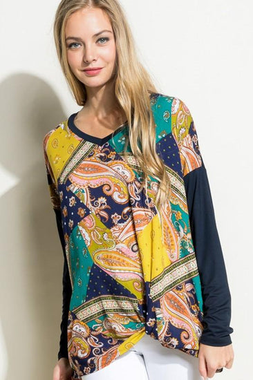 PLUS PAISLEY MIXED BOXY TOP - Rebel K Collective