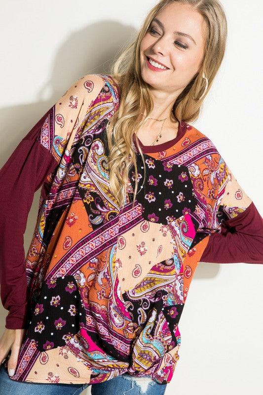 PLUS PAISLEY MIXED BOXY TOP - Rebel K Collective