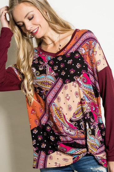 PLUS PAISLEY MIXED BOXY TOP - Rebel K Collective