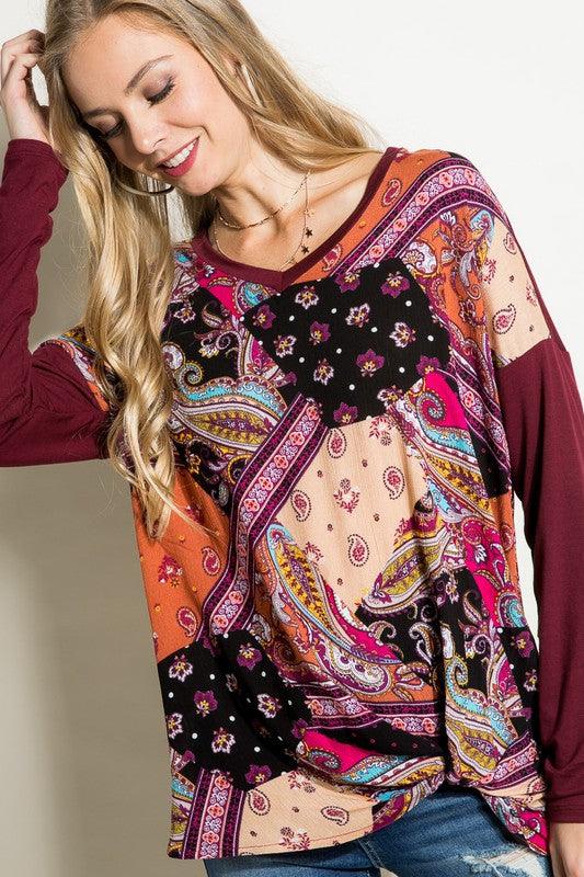 PLUS PAISLEY MIXED BOXY TOP - Rebel K Collective