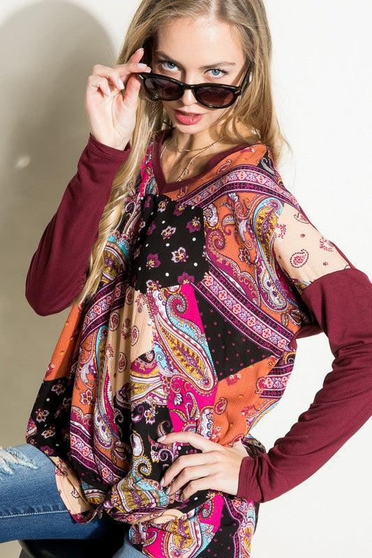 PLUS PAISLEY MIXED BOXY TOP - Rebel K Collective