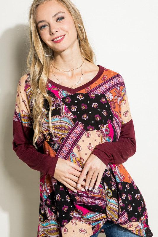 PLUS PAISLEY MIXED BOXY TOP - Rebel K Collective