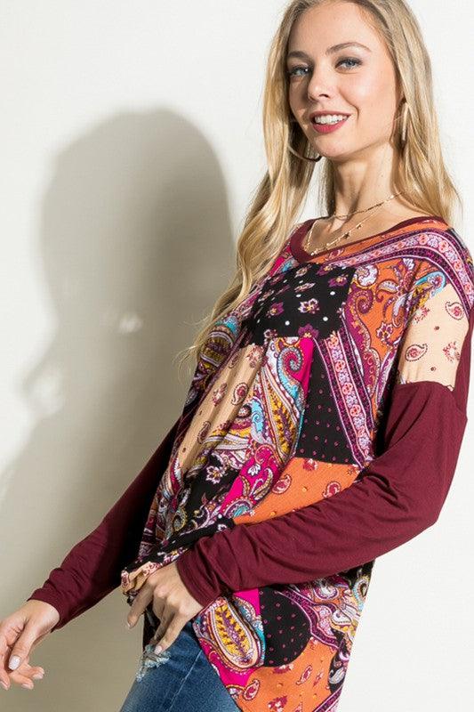 PLUS PAISLEY MIXED BOXY TOP - Rebel K Collective