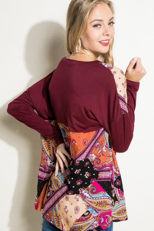 PLUS PAISLEY MIXED BOXY TOP - Rebel K Collective