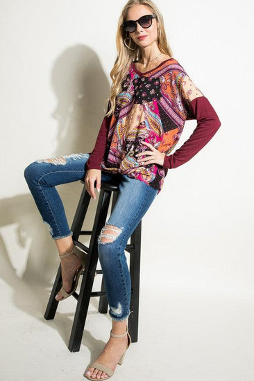 PLUS PAISLEY MIXED BOXY TOP - Rebel K Collective