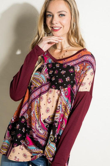 PLUS PAISLEY MIXED BOXY TOP - Rebel K Collective