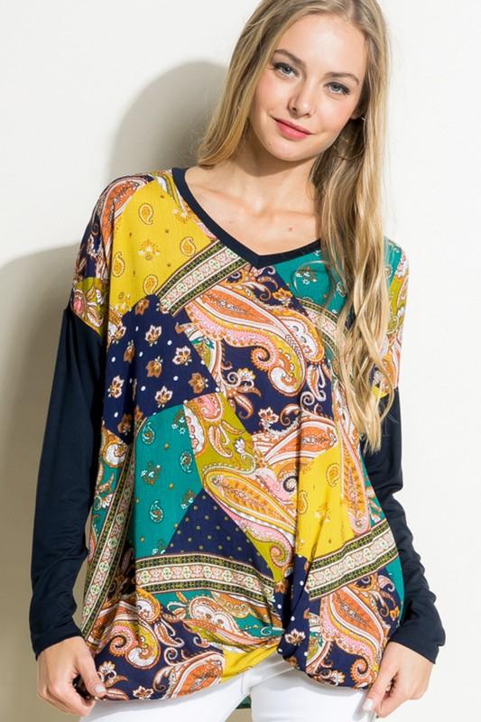 PLUS PAISLEY MIXED BOXY TOP - Rebel K Collective