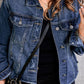 Plus Size Distressed Button Up Raw Hem Denim Jacket - Rebel K Collective