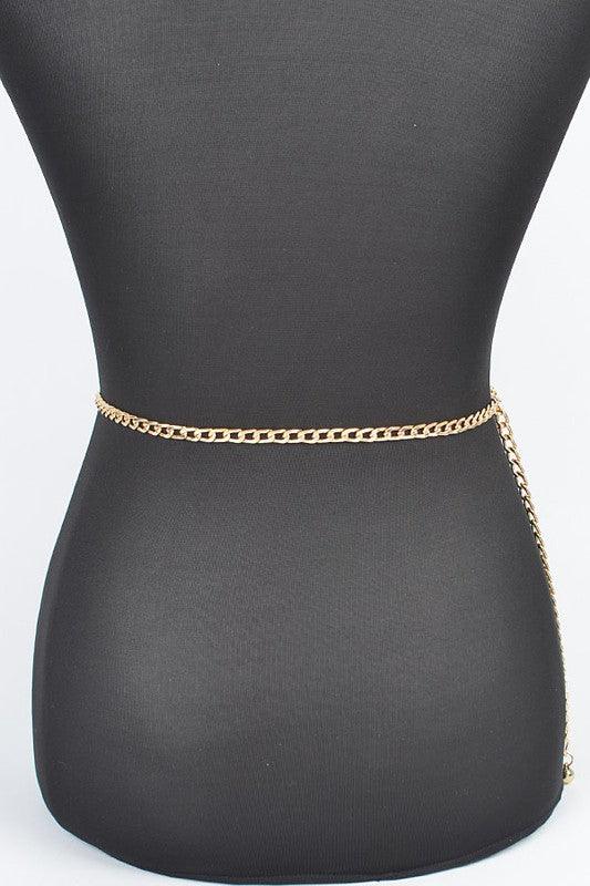 Plus Size Mix Chain Rhinestone Layered Chain Belt - Rebel K Collective