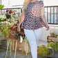 Plus Size Round Neck Back Button Leopard Print Top - Rebel K Collective