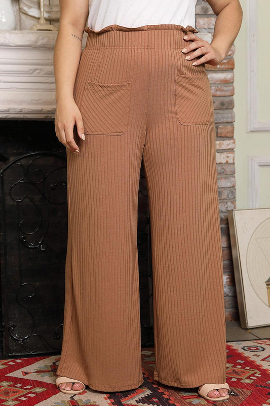 Plus Size Wide Leg Pants with Pockets - Rebel K Collective
