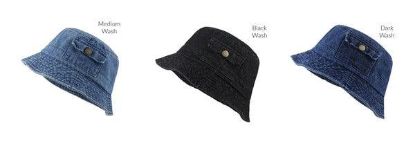 Pocket Accent Denim Bucket Hat - Rebel K Collective