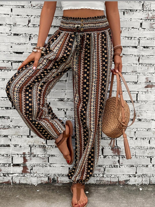 Printed High Waist Pants - Rebel K Collective