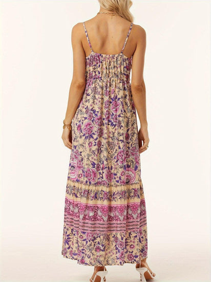 Printed Scoop Neck Midi Cami Dress - Rebel K Collective