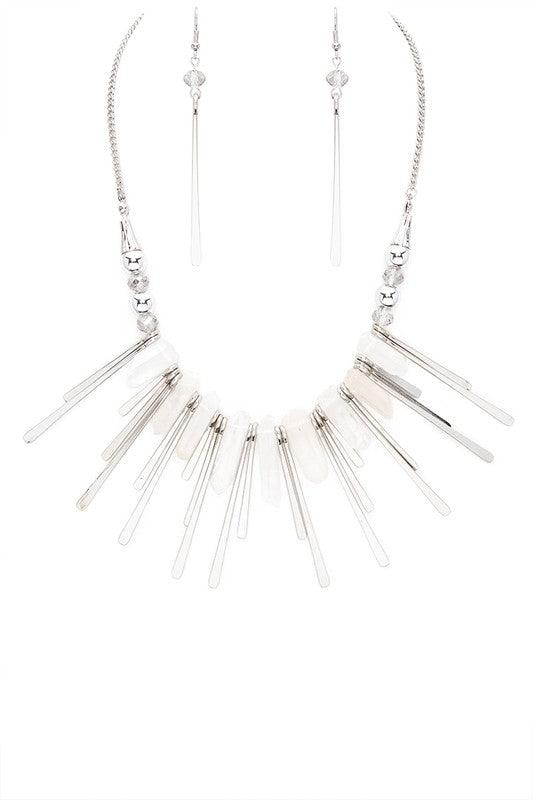 Quartz Metal Bar Statement Necklace Set - Rebel K Collective