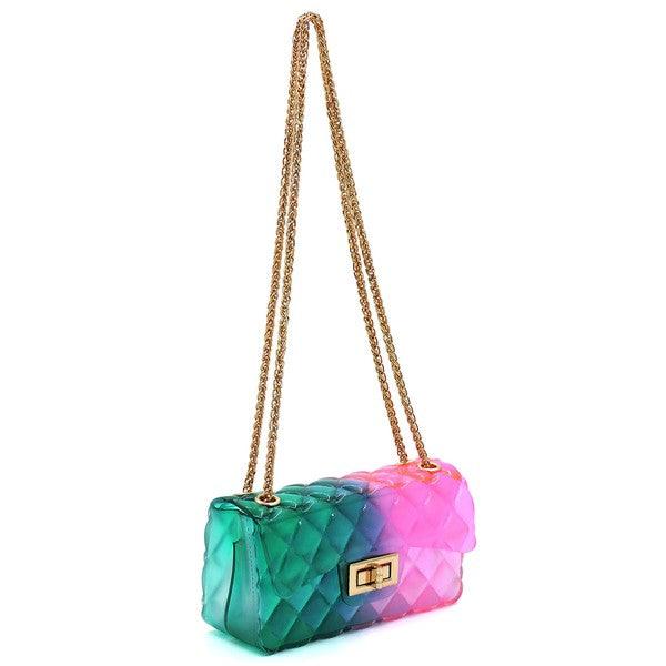 Quilt Embossed Multi Color Jelly Shoulder Bag - Rebel K Collective