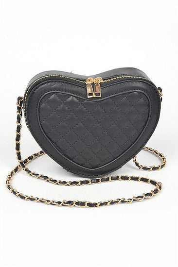 Quilted Heart Shape Swing Crossbody Bag - Rebel K Collective