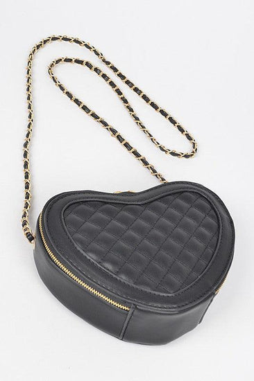 Quilted Heart Shape Swing Crossbody Bag - Rebel K Collective