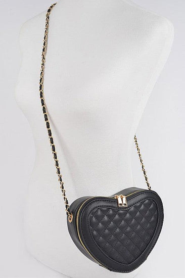 Quilted Heart Shape Swing Crossbody Bag - Rebel K Collective