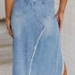 Raw Hem Slit Denim Skirt with Pockets - Rebel K Collective