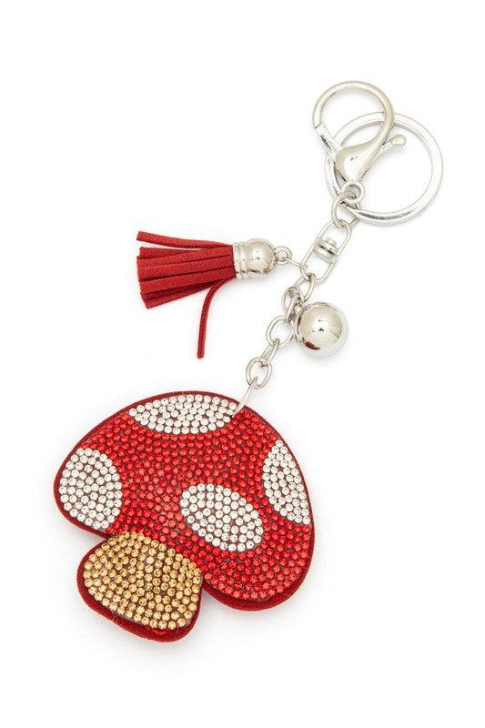 Red Mushroom Rhinestone Pillow Key Chain - Rebel K Collective