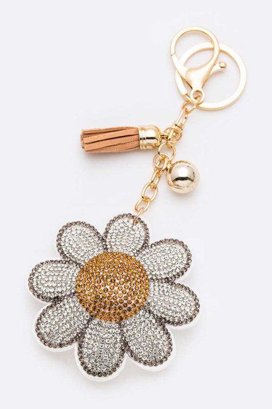 Rhinestone Daisy Pillow Key Chain - Rebel K Collective