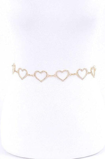 Rhinestone Heart Link Chain Belt - Rebel K Collective