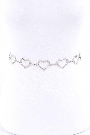 Rhinestone Heart Link Chain Belt - Rebel K Collective