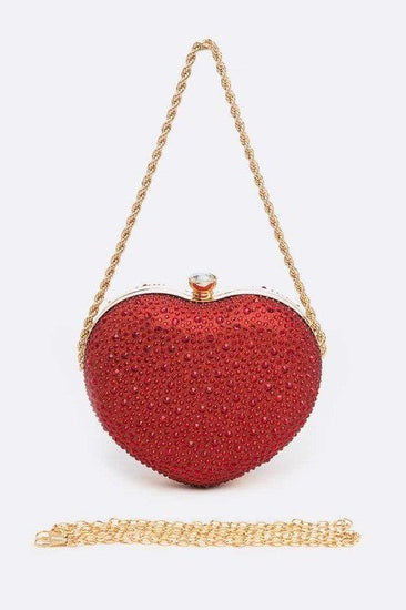 Rhinestone Pave Heart Shape Convertible Clutch - Rebel K Collective