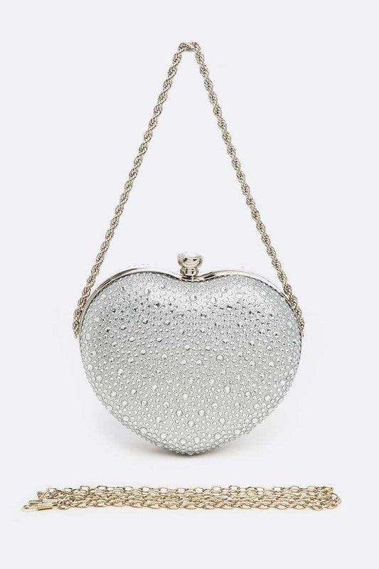 Rhinestone Pave Heart Shape Convertible Clutch - Rebel K Collective