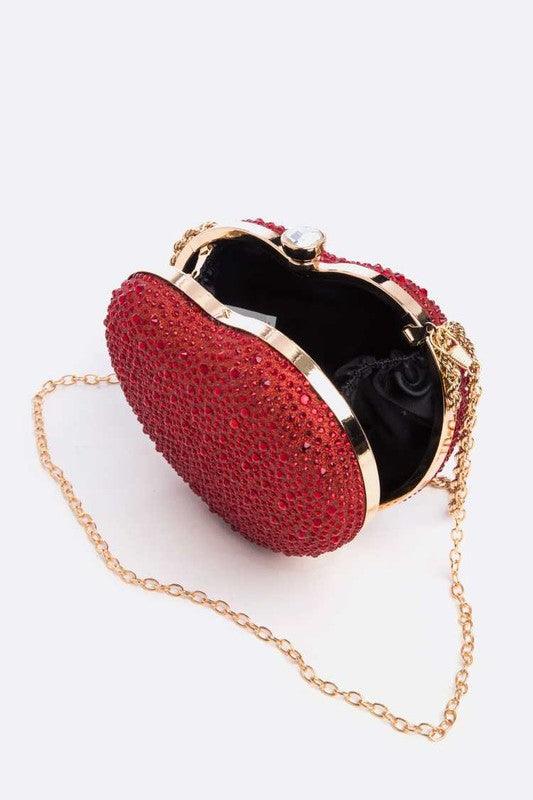 Rhinestone Pave Heart Shape Convertible Clutch - Rebel K Collective