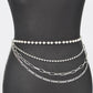 Rhinestone Pearl Station Layered Chain Belt - Rebel K Collective