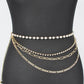 Rhinestone Pearl Station Layered Chain Belt - Rebel K Collective