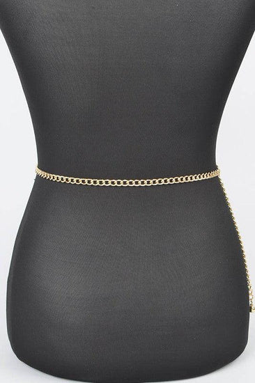 Rhinestone Pearl Station Layered Chain Belt - Rebel K Collective