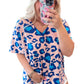 Rose Leopard Print V Neck Plus Size Tee - Rebel K Collective