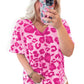 Rose Leopard Print V Neck Plus Size Tee - Rebel K Collective