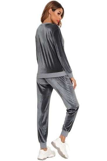 Round Neck Long Sleeve Loungewear Set with Pockets - Rebel K Collective