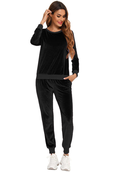 Round Neck Long Sleeve Loungewear Set with Pockets - Rebel K Collective