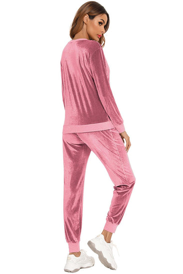 Round Neck Long Sleeve Loungewear Set with Pockets - Rebel K Collective