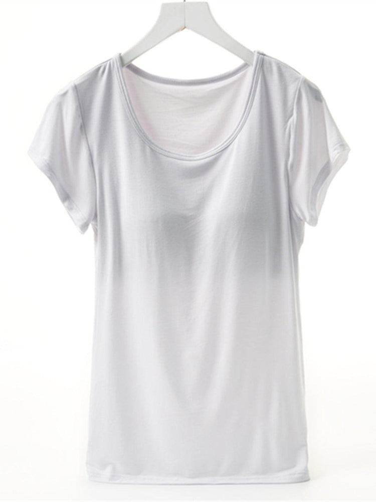 Round Neck Short Sleeve T-Shirt with Bra - Rebel K Collective