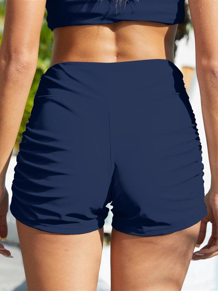 Ruched Mid-Rise Waist Swim Shorts - Rebel K Collective