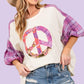 SAGE + FIG Full Size Peace Applique Patch with Plaid Contrast Top - Rebel K Collective