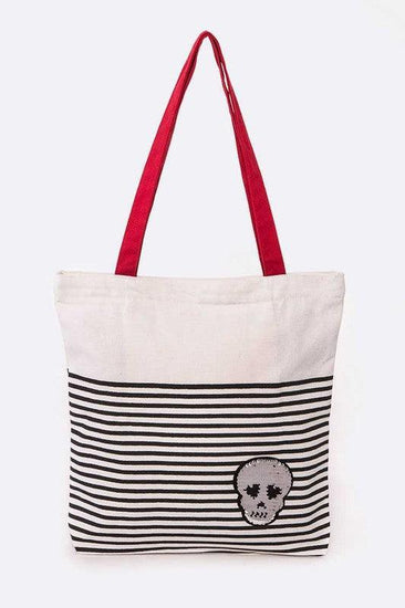 Sequins Skull Patch Fashion Canvas Tote - Rebel K Collective