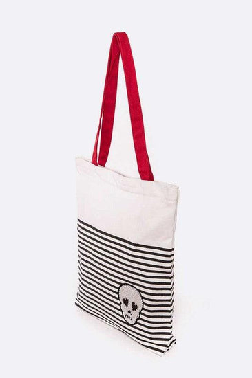 Sequins Skull Patch Fashion Canvas Tote - Rebel K Collective