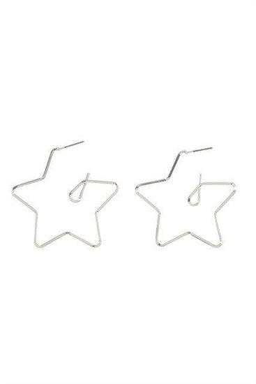 SILVER STAR OUTLINE HOOP EARRINGS - Rebel K Collective